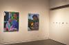 Installation view featuring paintings by Michael VanWinkle and broaches by Joe Pillari.