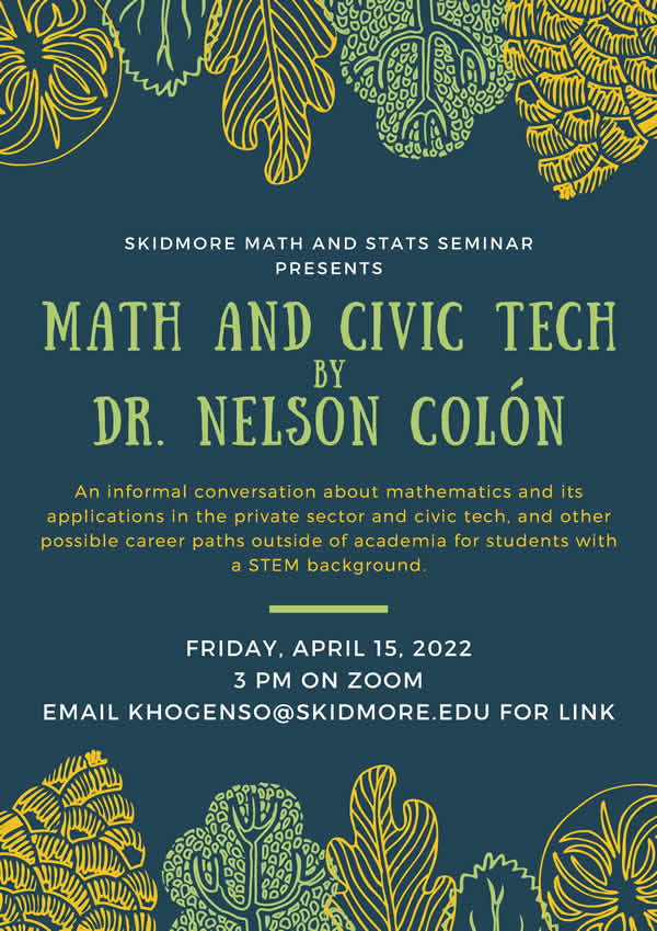 Mathematics Seminar March 25 event poster