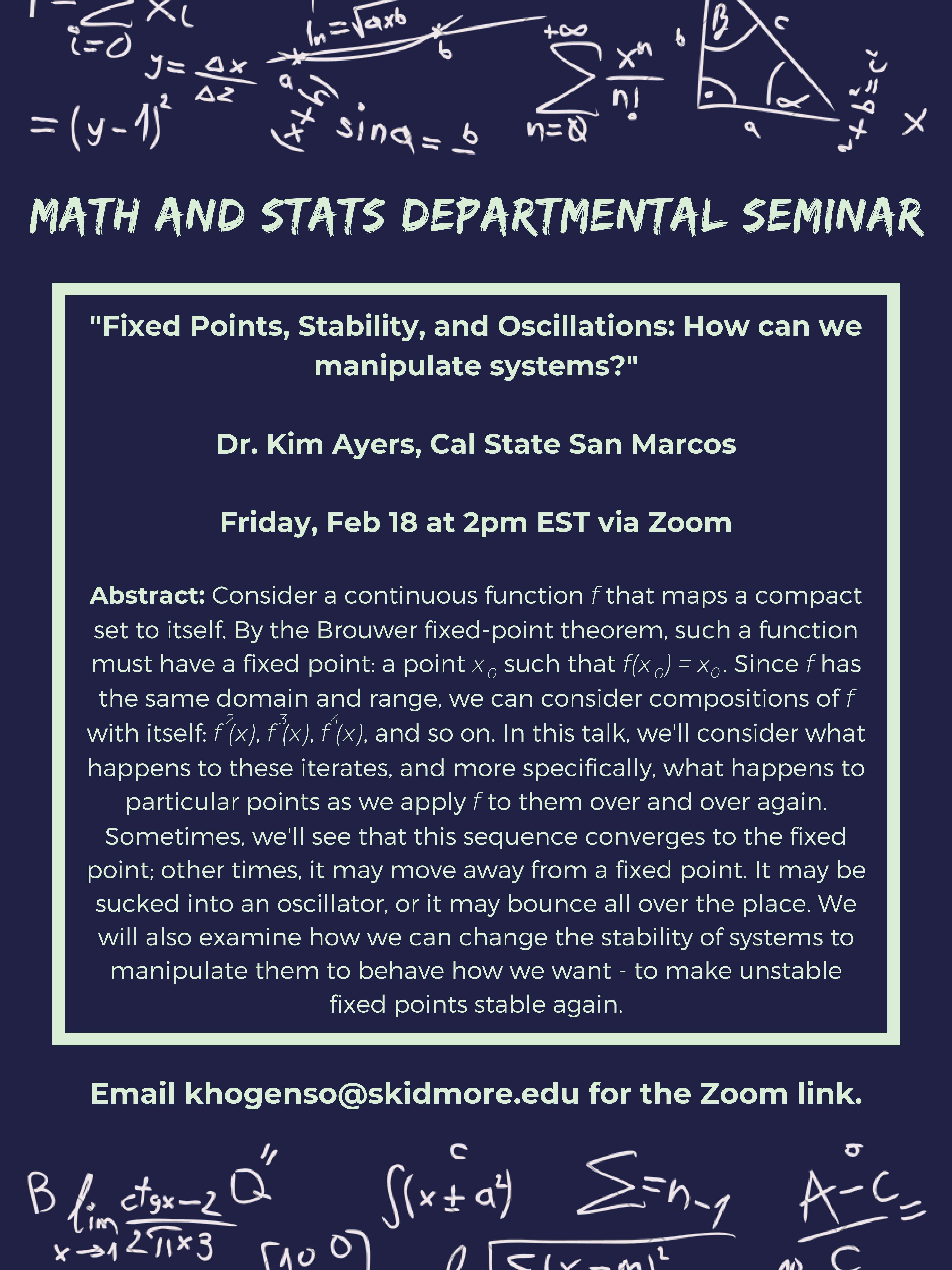 Mathematics Statistics Feb 18 event flyer