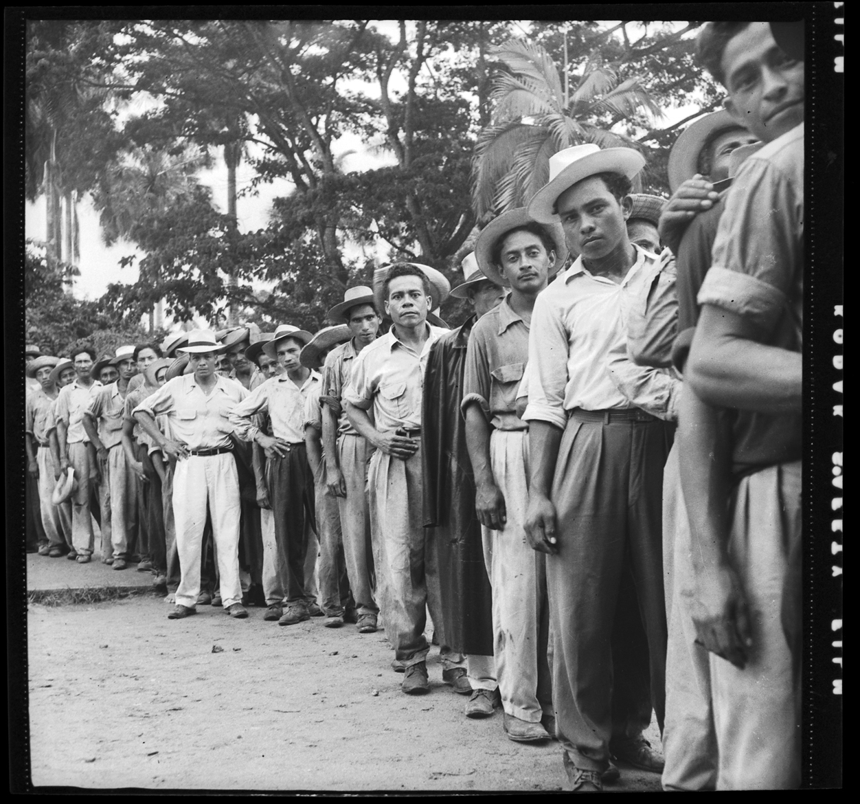 Banana workers on strike in 1954. El Progreso, Honduras. Photograph by Rafael Platero Paz