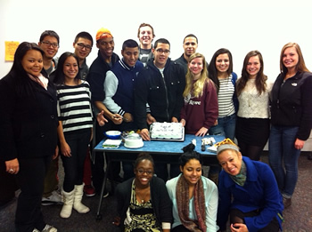 A group photo of Prof. Sandra Welter's students in EN 103