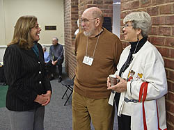 Sharon Arpey shares a pre-class laugh with John and AC Riley. (Photo by Eric Jenks)