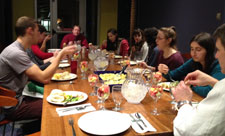 Student composting group enjoys dinner