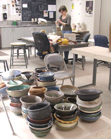 empty bowls in ceramics studio