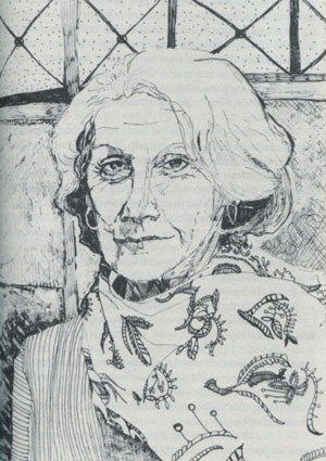 sketch of author Nadine Gordimer