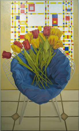 D. Miller, Chair with tullips and Piet Mondrian's Broadway Boogie-Woogie