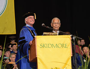 President+Philip+A.+Glotzbach+and+Julian+Bond%2C+Commencement+2015.