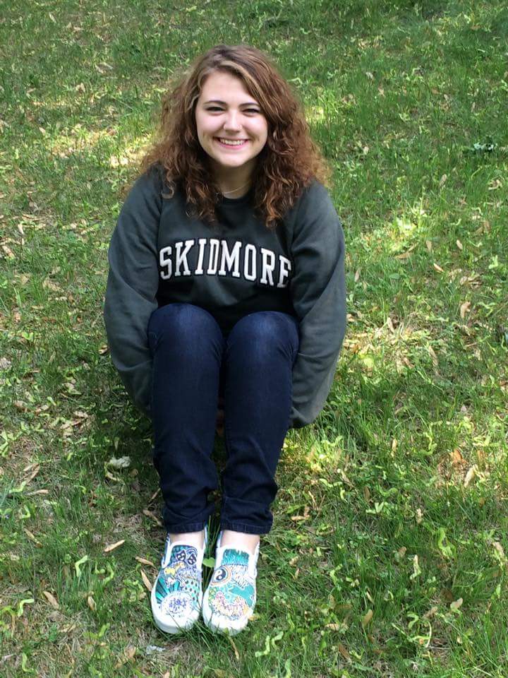 Emily Cross models her Skidmore shoes
