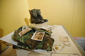 Vietnam artifacts prepared for exhibit.