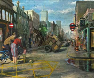 Paul Sattler "London Circus (Street Scene)"