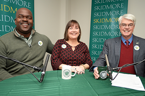 Andrew Hughes '92, Amy O'Leary '92, Pres. Philip Glotzbach