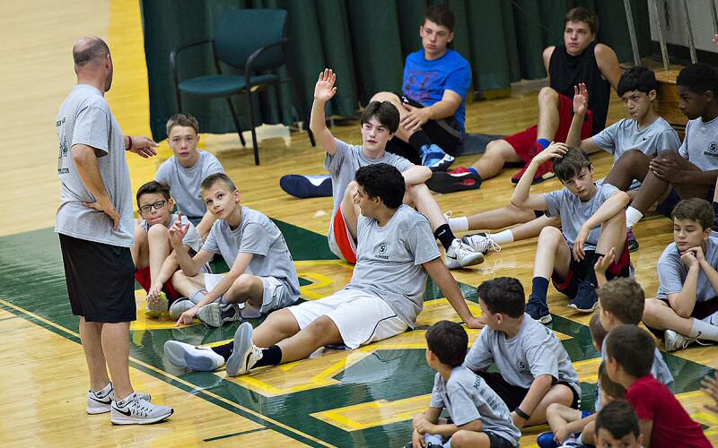 Kids gets some Q&A time with the Skidmore coach.