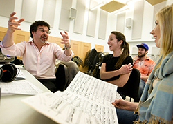 Adam Abeshouse, P '14, '16, working with Skidmore students in 2012