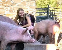 Student on farm