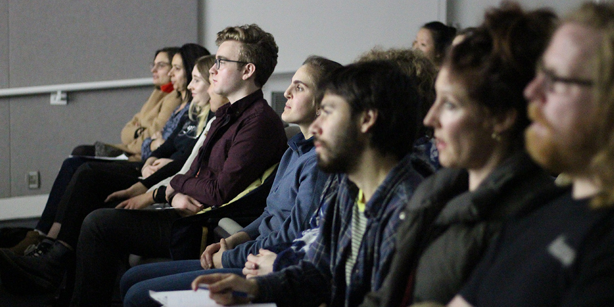 Students watching a film