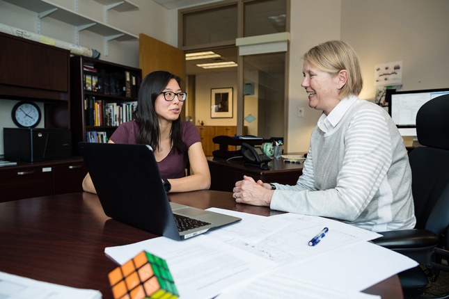 Patricia Fehling talks to her mentee Kasia Dillon