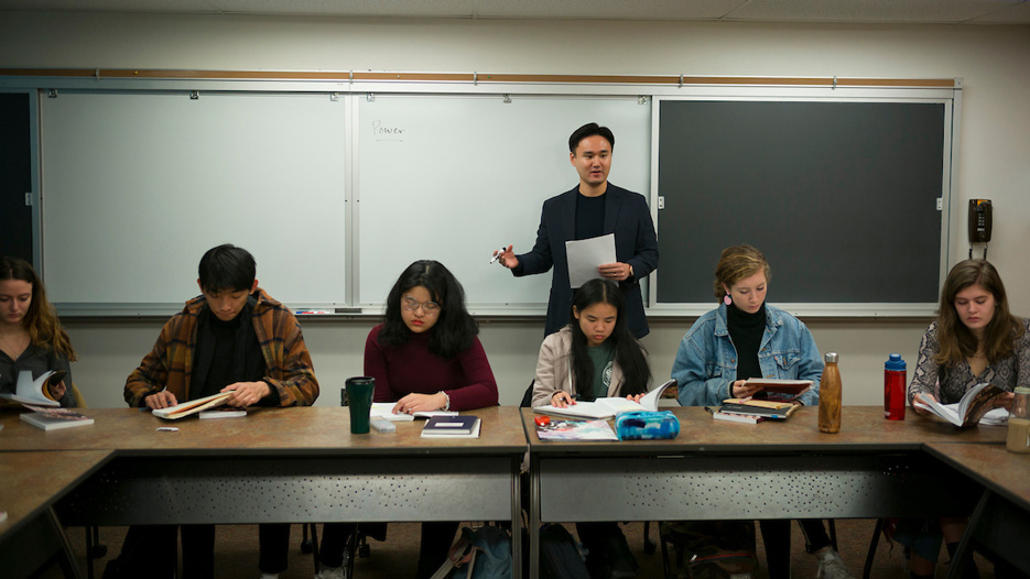 anthropology professor Joowon Park teaching his course on K-pop