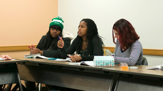 students in a classroom at Skidmore College