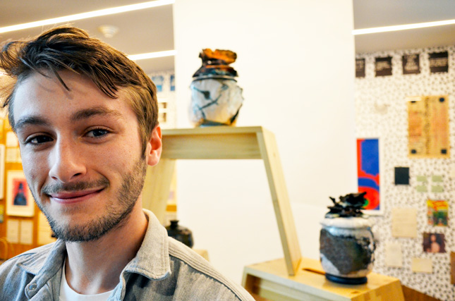 Riley Walzer ’19 is a ceramic artist who sells both functional and food safe bowls, teapots and jars as well as sculptural pottery