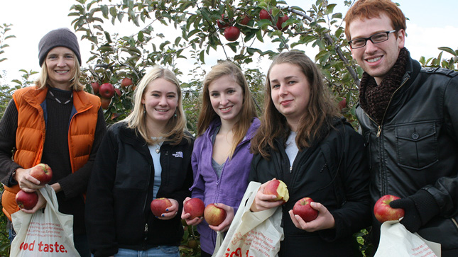 Students apple picking