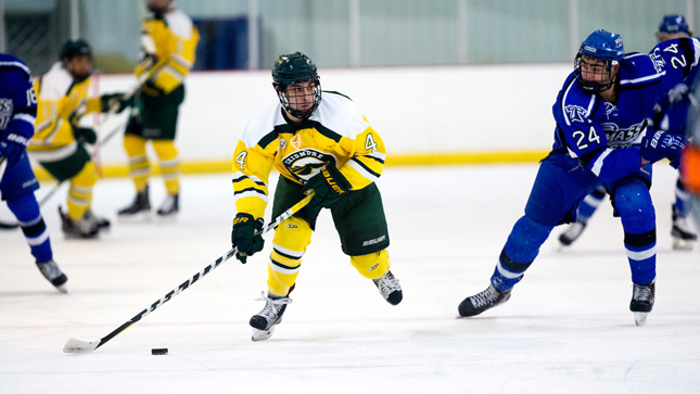 Skidmore hockey player during a game