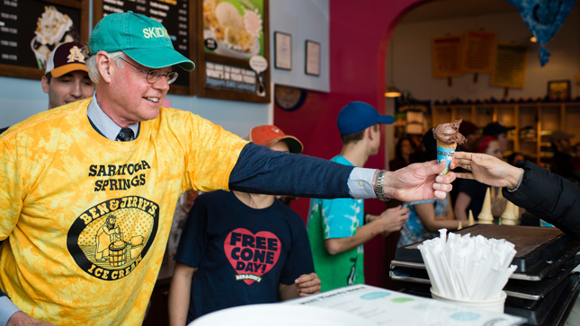 Glotzbach serving ice cream