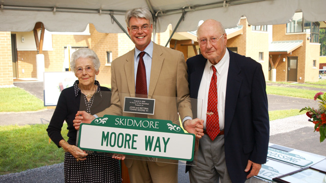 Skidmore president glotzbach at the opening of the north woods apartments in 2006