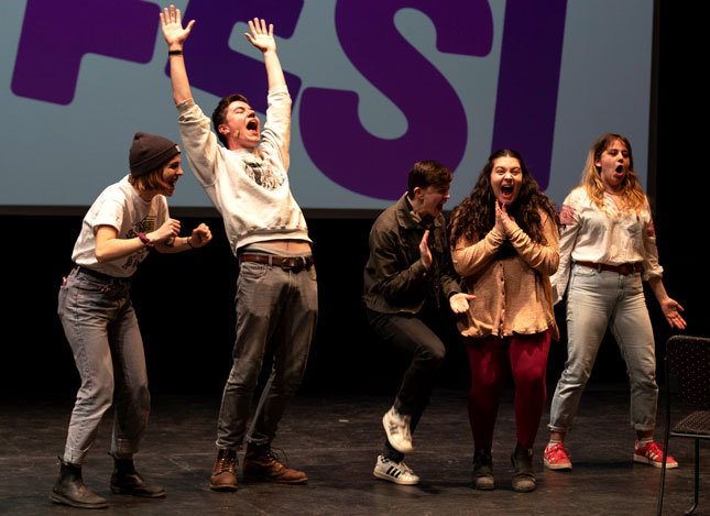 Skidmore College student perform improv during the National College Comedy Festival