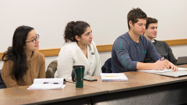Students in a classroom at Skidmore College