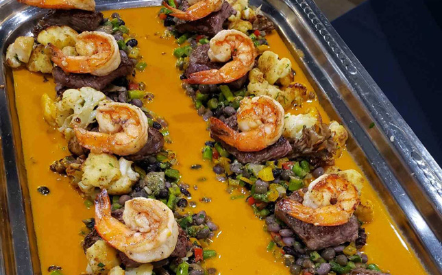 A high-end display of shrimp appetizers