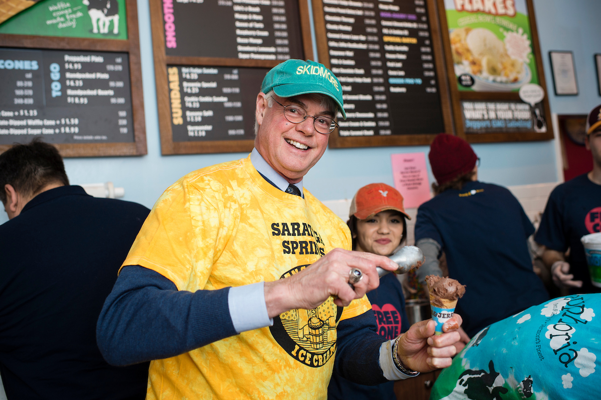 Phil Glotzbach scoops ice cream