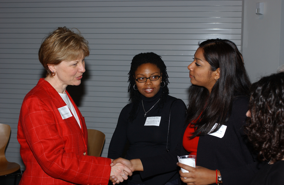 Marie Glotzbach  greets the class of 2004