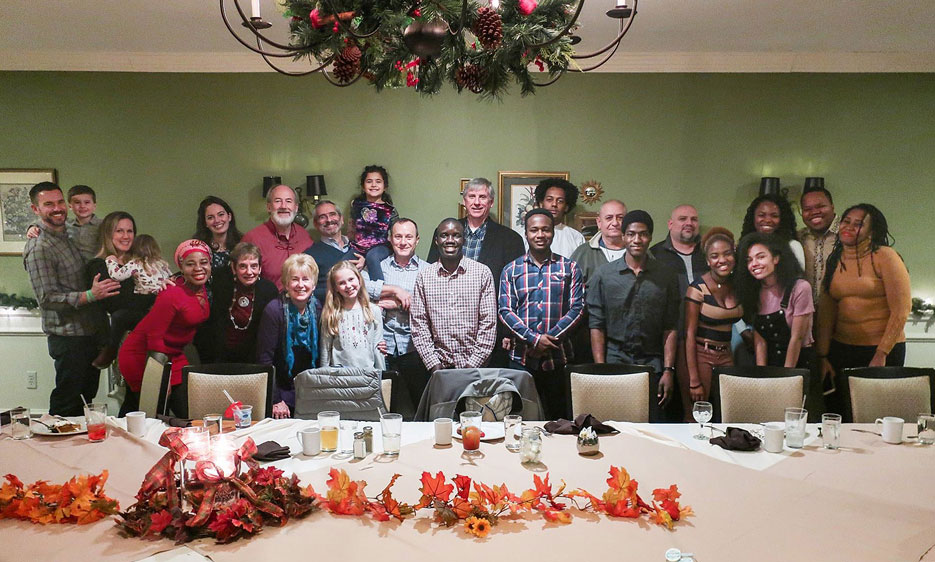 A gathering with Samuel Tesfamariam ’20 and Sue and Jim Towne. 