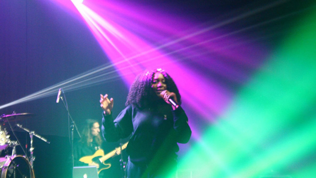 A singer performs during a concert at Skidmore College