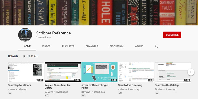 Scribner Library's YouTube channel