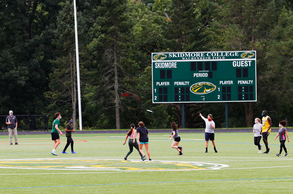 A game of Frisbee on Wachenheim field 