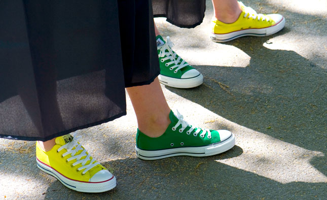 Green and yellow shoes
