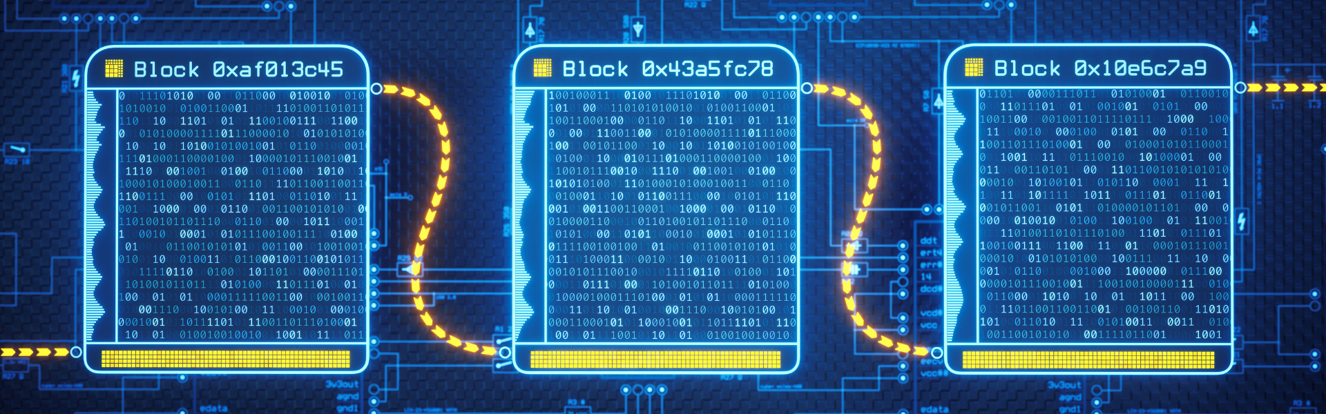 An illustration of digital blockchain computing