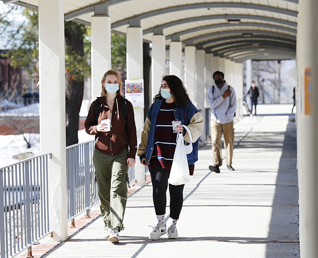 Students walking on campus