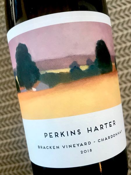 A bottle of Perkins Harter chardonnay