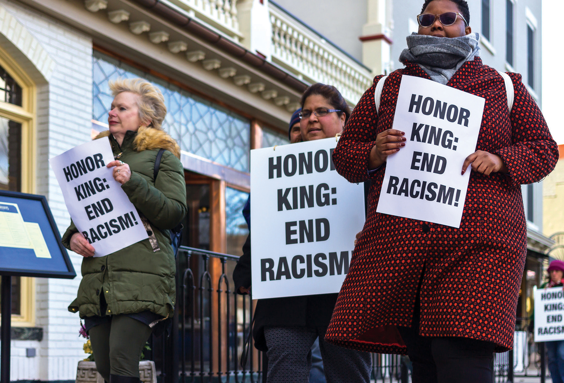 Idalia Sepúlveda, center, participates in an MLK Day event with members of the Skidmore community.