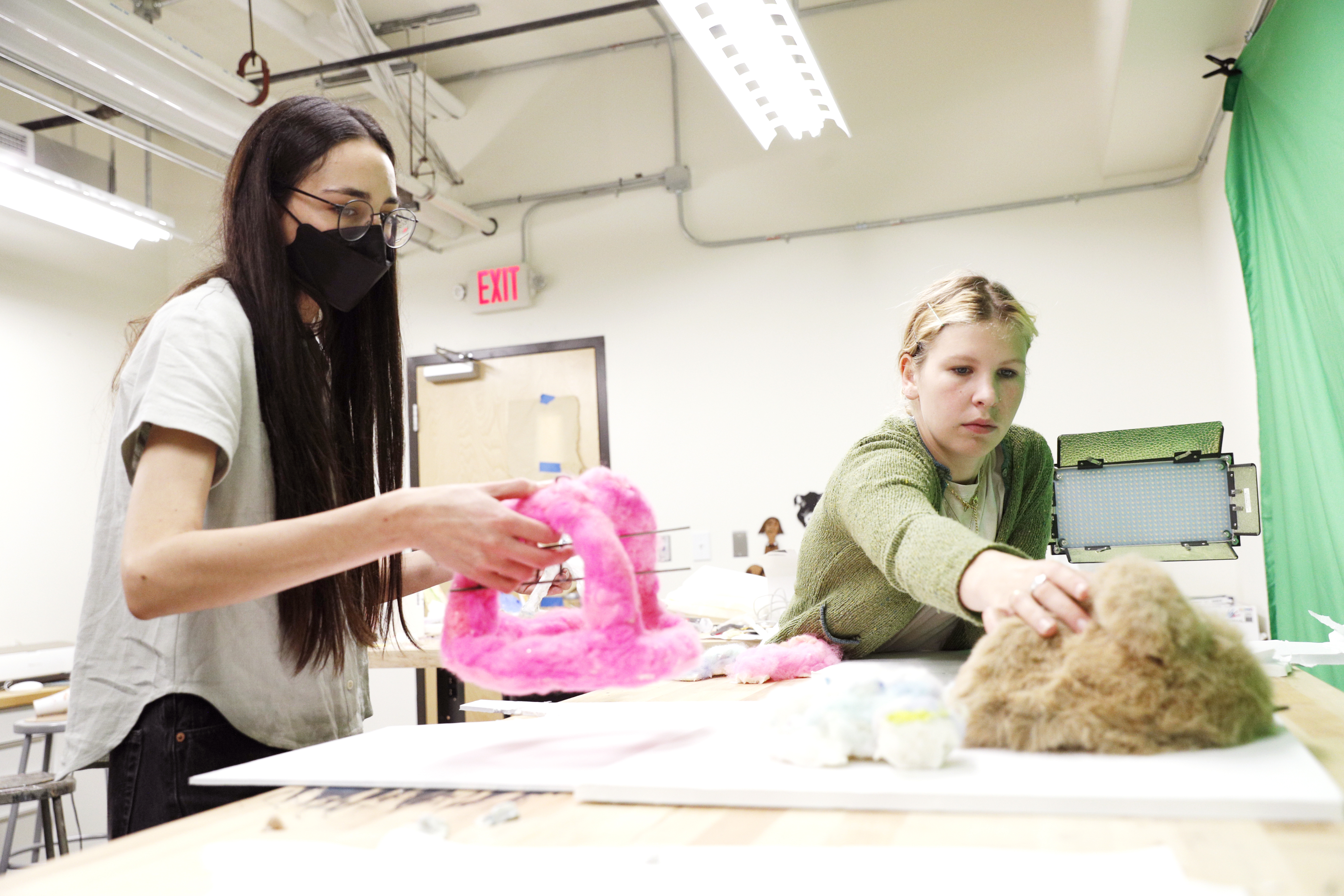 A professor and student working on an animiation project