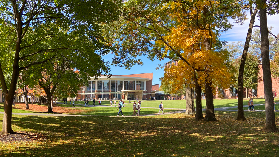 Skidmore College campus quad as seen on a fall day