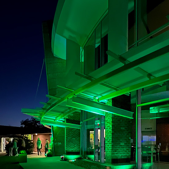 Murray-Aikins+Dining+Hall+lit+up+for+Centennial