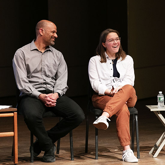 Associate Professor of Sociology Amon Emeka and Emily Czelusniak '25, a member of the swimming and diving team, were among the panelists.