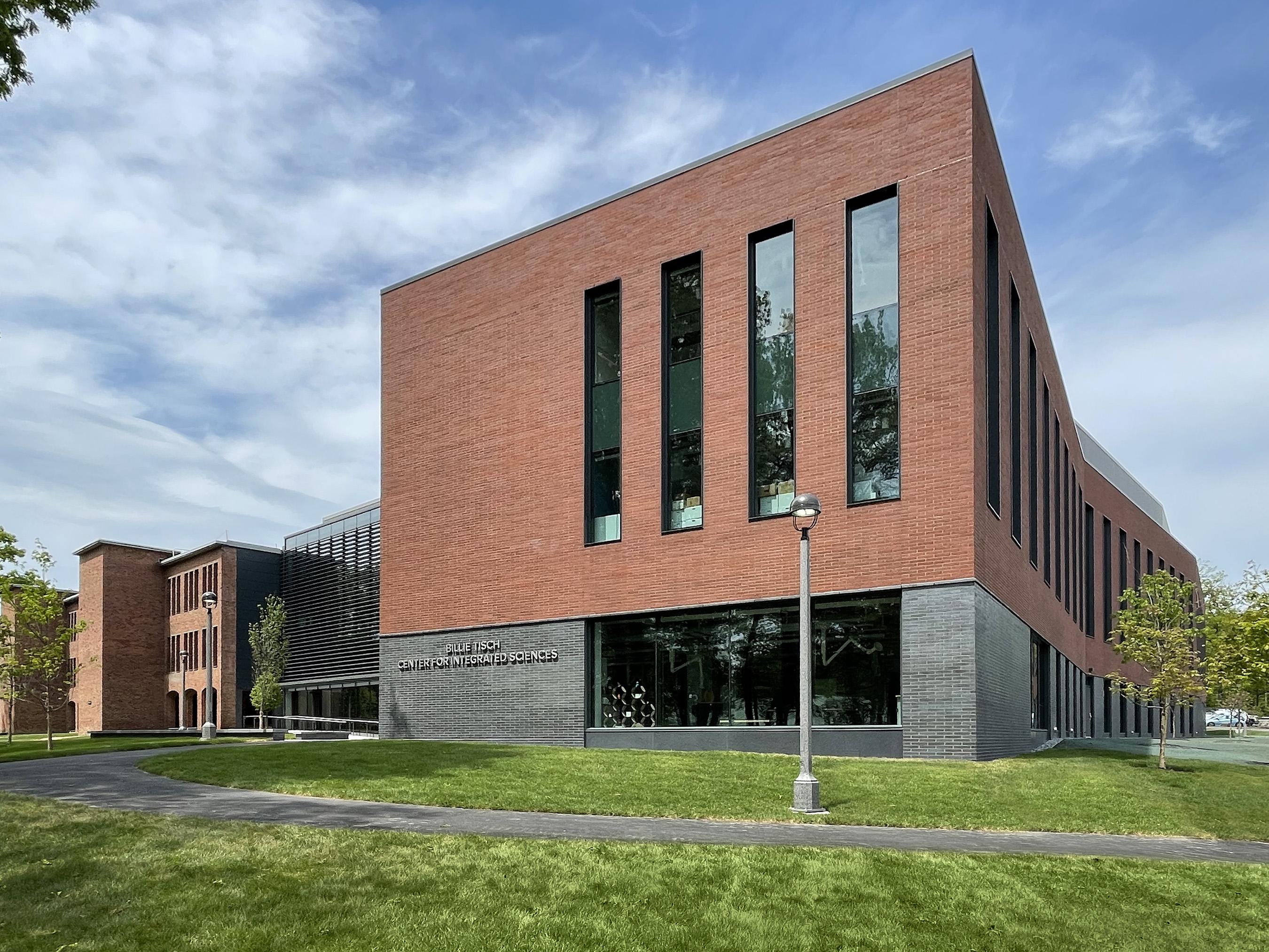 A photo of Billie Tisch Center for Integrated Sciences from the outside of the building.