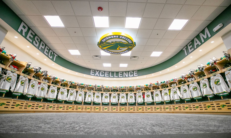 Men's ice hockey locker room