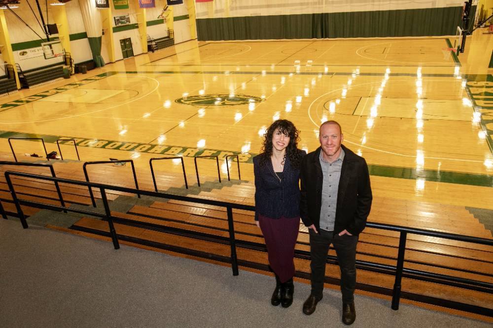 Oren Kroll-Zeldin '03 and Ariella Werden-Greenfield '04 at Williamson Sports Center, where Phish performed in 1990.