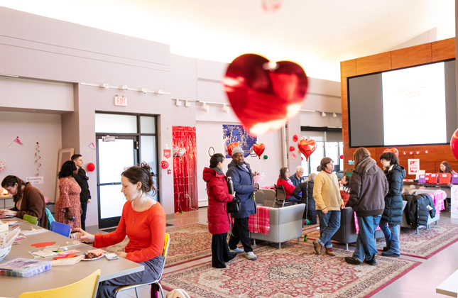 The Skidmore community gathers to celebrate love in all its forms during Lovefest 2024 in the Wyckoff Center.
