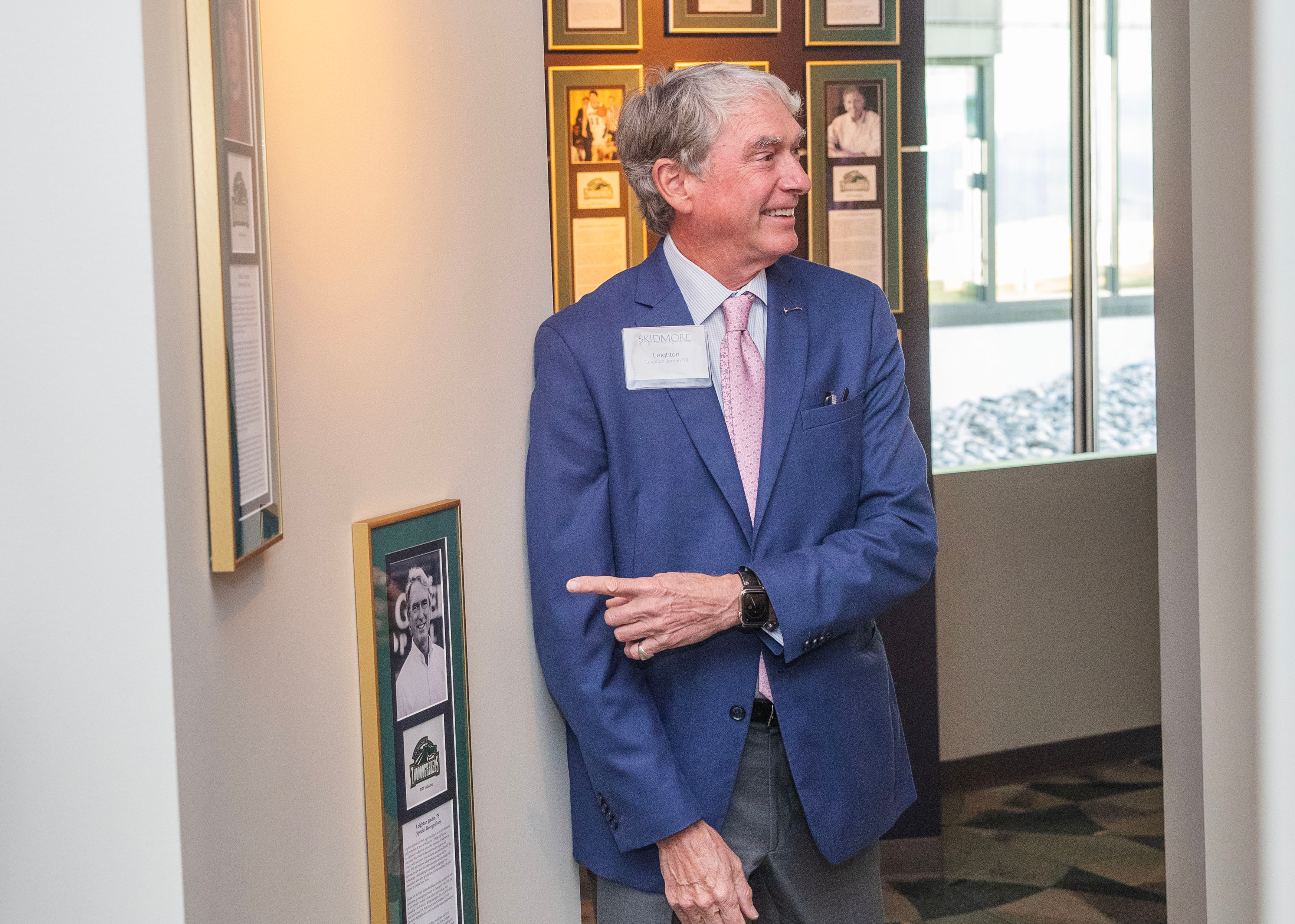 Leighton S. Jordan ’78 Leighton S. Jordan ’78 points to his placard in the Hall of Fame.